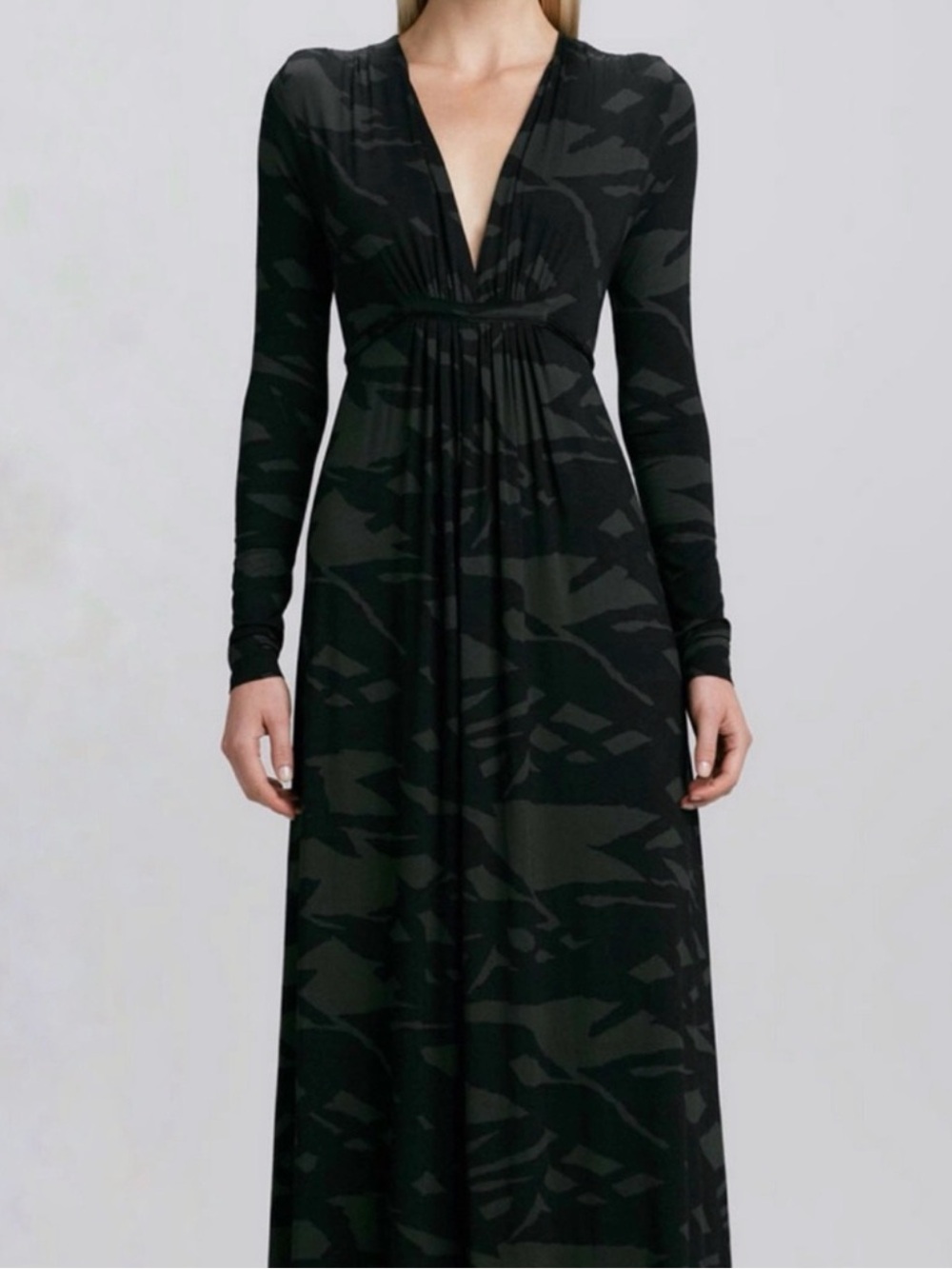 Rachel Pally Pine Reflection Long Caftan Maxi Dress Soft Modal Jersey Camo Large